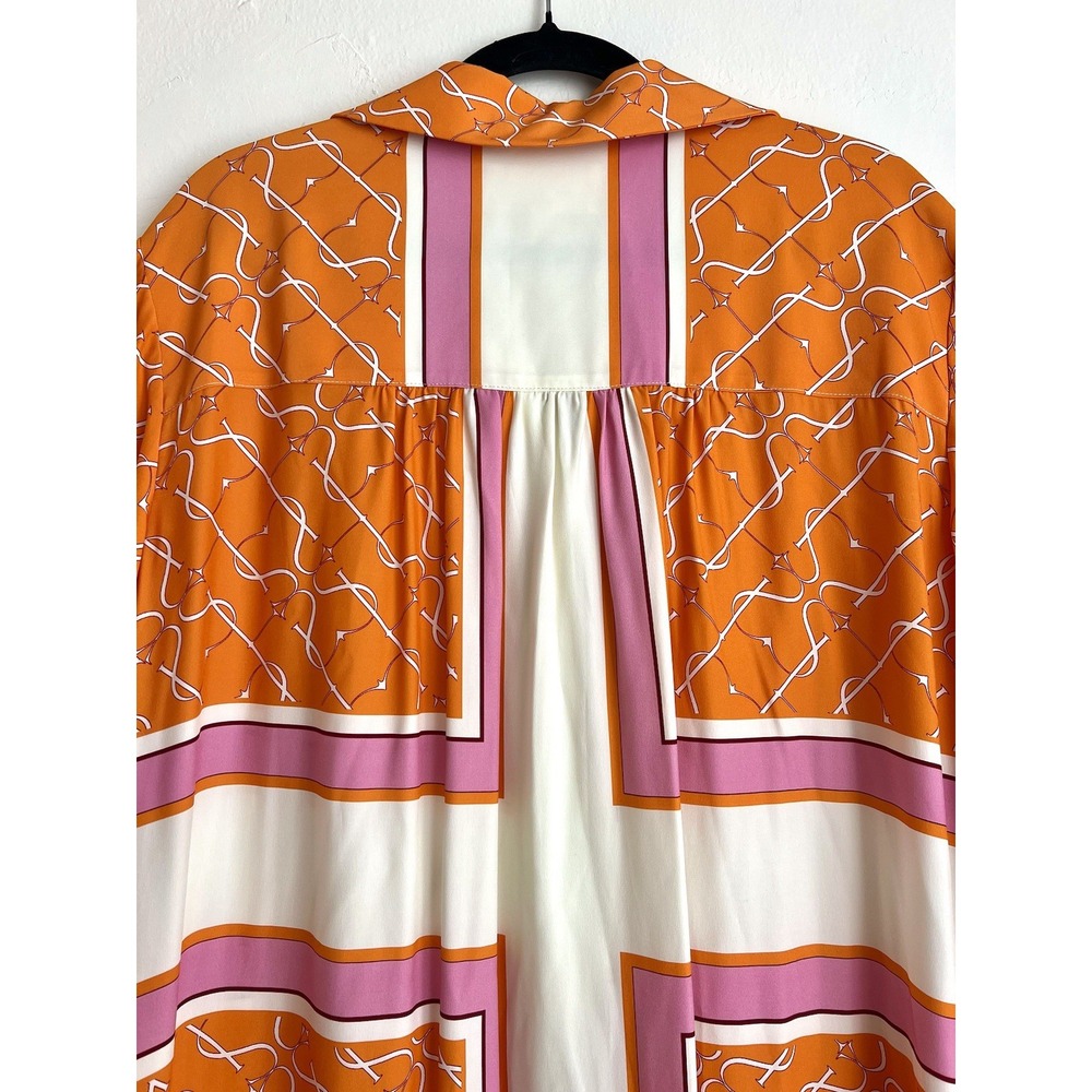 Sunset Lover $1299 Elbaz 100% Silk Buttoned Caftan Dress Scarfe Print US 12 - Picture 10 of 12